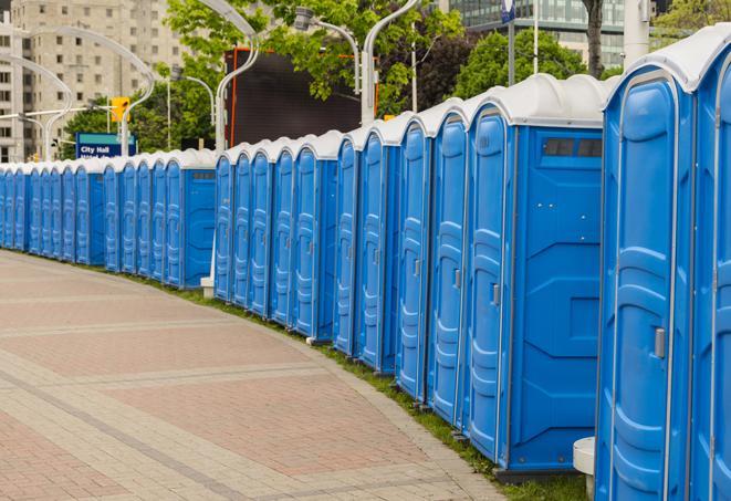 high-quality portable restrooms for special events, comfortably accommodating large crowds in Downey